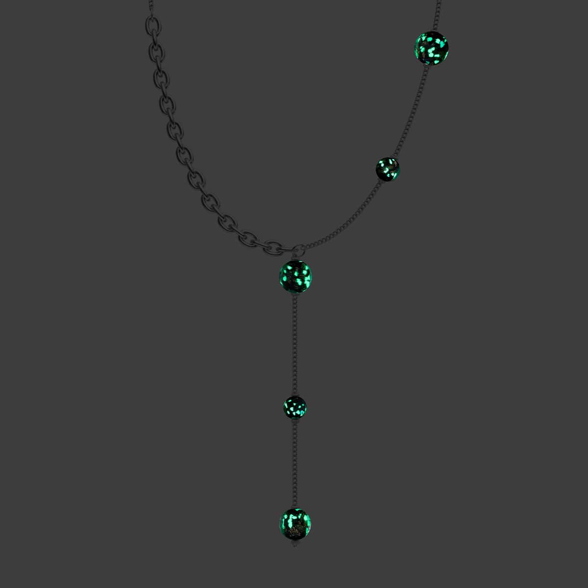 Obsidian | Silver | Firefly Glass Cascade Double Pendant